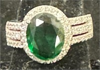 Faux Emerald CZ Diamond Ring