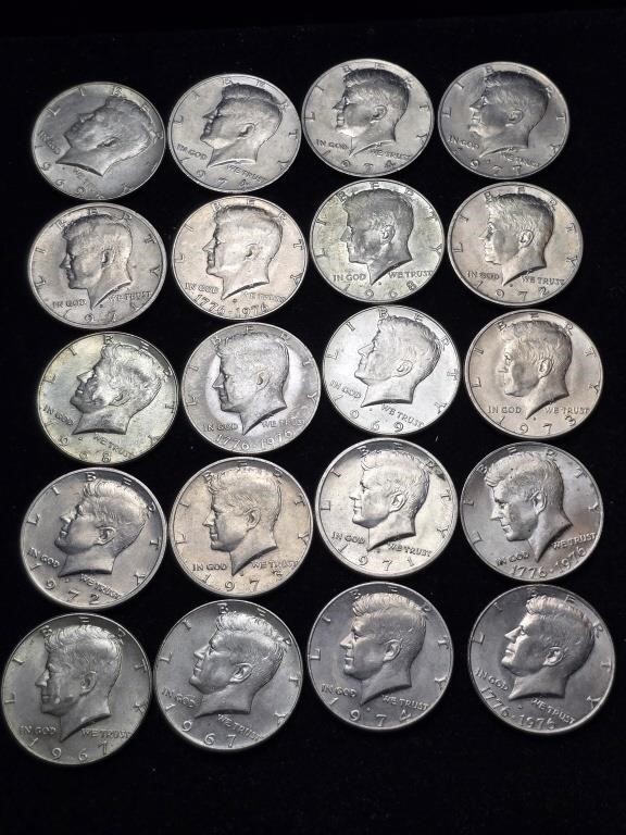 1967 - 1977D Kennedy Half Dollars (20)