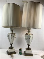 Paire de lampes de tables à dessins fine céramique