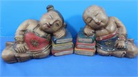 Oriental Wood Carved Bookends