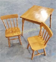 Wooden Child's Table &  Chairs