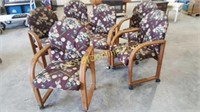 6 Billiards theme upholstered Oak rolling chairs