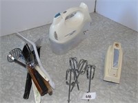 2 Hand Mixers, Assorted Kitchen utensils