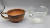 Glass Measuring Cup and Stoneware Batter Bowl