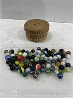 Small Basket of Vintage Marbles