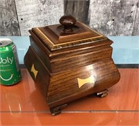 Wooden lidded box with inlays