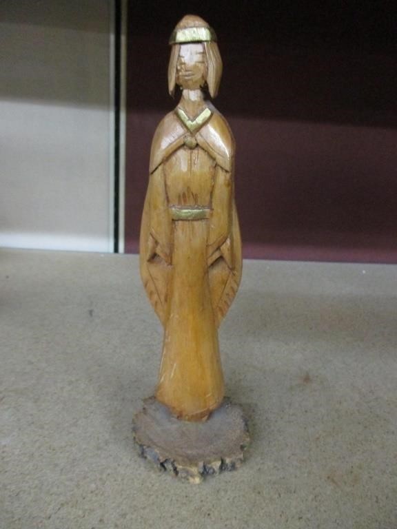 vintage Handcarved Wooden Statue Saint