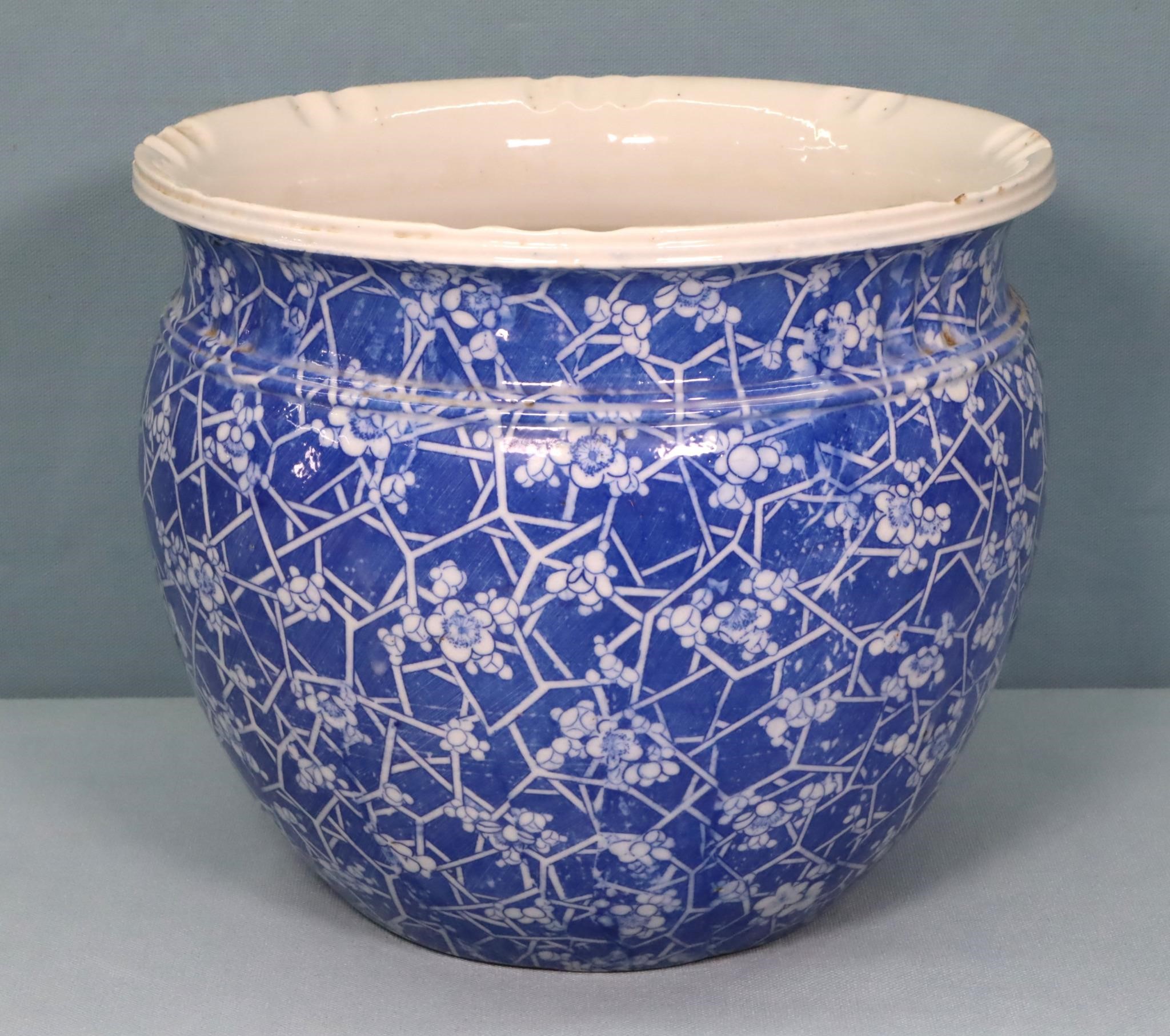 Antique Japanese Blue Transfer Jardiniere