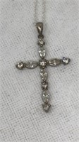 Sterling & white stone cross pendant marked 925