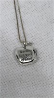 Teacher apple locket and chain stamped 925 Italy