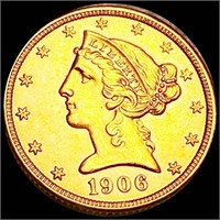 1906-D $5 Gold Half Eagle UNCIRCULATED