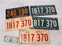 Sequential 1953, 1954, 1955 Illinois License Plate