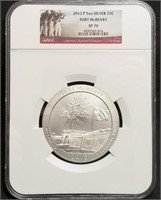 2013-P 5oz Silver ATB Fort McHenry NGC SP70 Slab