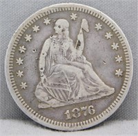 1876 SEATED QUARTER.