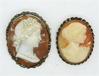 2 Vintage Cameo Pendant/Brooches 925