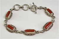Sterling Solid Back Coral Bracelet 19 Grams 7"