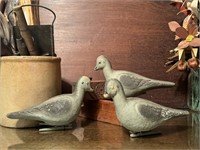 Three Paper Mache Clip On Doves