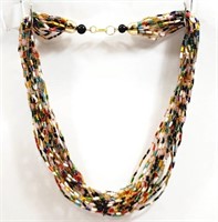 Multi Strand Glass Beaded Necklace 21"