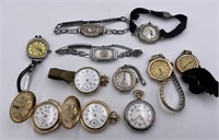 Asstd. Antique Women's Pocket & Wrist Watches