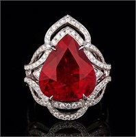 15ct Pigeon Blood Red Tourmaline Ring 18K Gold