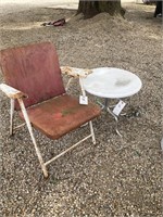 Vintage red chair and table