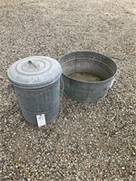 Vintage Trash can and wash tub with small hole