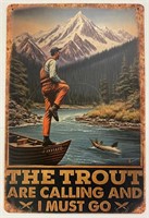 "The Trout Are Calling” Tin Sign