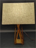 Wooden Base Lamp with Linen Shade