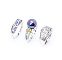 Jewelry 3 Sterling Silver & Stone Fashion Rings