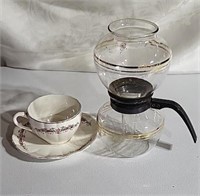 Vintage Pour Over Coffee Maker and Mug/Saucer