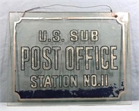 Reverse Painted Glass US Post Office Sign