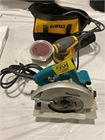 MAKITA SAW, DEWALT SANDER W/ BAG