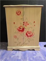 Rose print jewelry case with contents