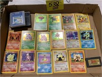 FLAT W/ ORIGINAL HOLO POKEMON CARDS, POKEMON BLUE