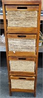 Cute Wicker/Wood 4 Drawer Storage Cabinet