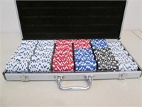 Set of 600 Poker Chips in Aluminum Case w/