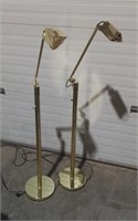 Two Adjustable Halogen Floor Lamps Working