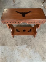 Texas Longhorn Wooden Accent Side Table