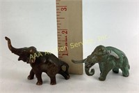Bronze elephants one patina mini elephant (missing