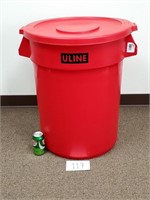 Uline 32 Gallon Red Trash Can with Lid (No Ship)