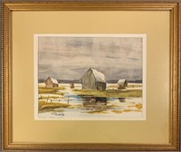 FRED NICHOLAS SIGNED AND TITLED WATERCOLOR