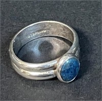 NICE STERLING SILVER RING WITH BLUE LAPIS