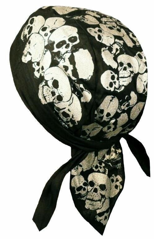 100% Cotton Skull & Bones Skeleton Bandana QTY3