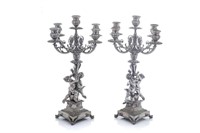 PAIR OF ITALIAN FIGURAL SILVER CANDELABRA, 5265g