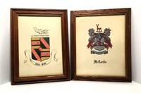 Family Crests Framed Sketches Lot of 2