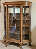Paw Foot Curio Cabinet w/ Curved Glass