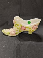 Fenton Glass Shoe Signed by Fenton and Artist