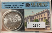 1887 Morgan Silver Dollar GLOBAL Slabbed (BRILL UN