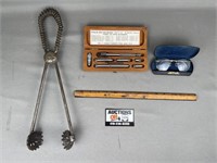 Vintage Tongs, Starrett Micrometer, Vintage Misc.