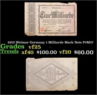 1923 Weimar Germany 1 Milliarde Mark Note P#M27 Gr